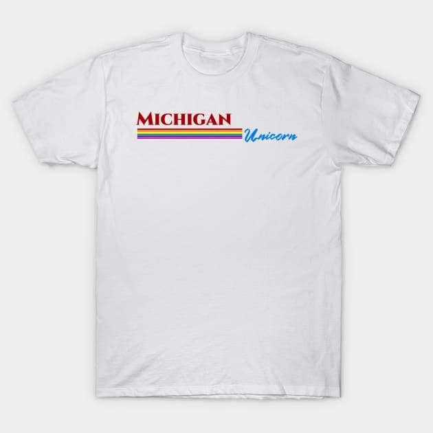 Michigan Unicorn Gift T-Shirt by Easy On Me